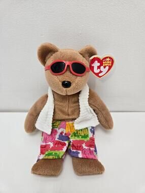 Ty Beanie Baby “Miami” the Summer Bear - Bathing Suit and Towel! (9 inch)